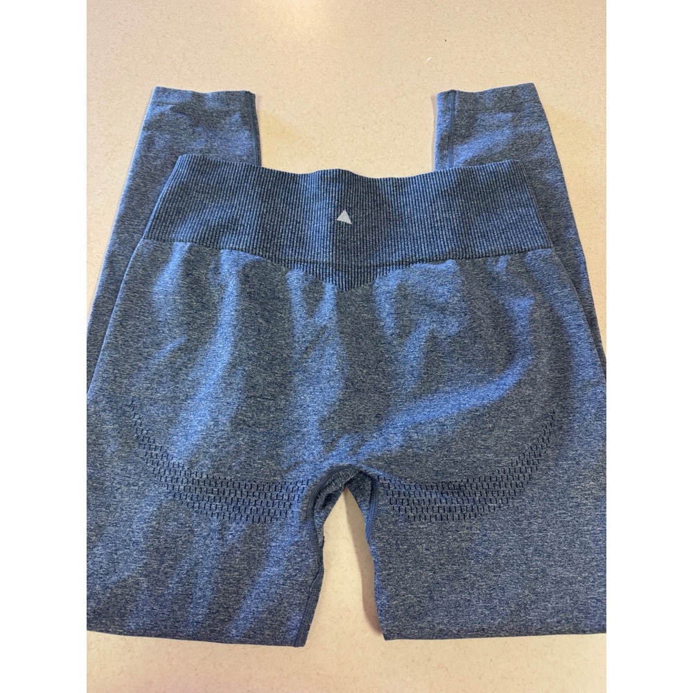 Vitality Womens Seamless High Waisted Leggings Blue Heathered Space Dye Small